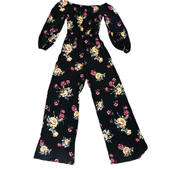 long sleeve floral jumpsuit